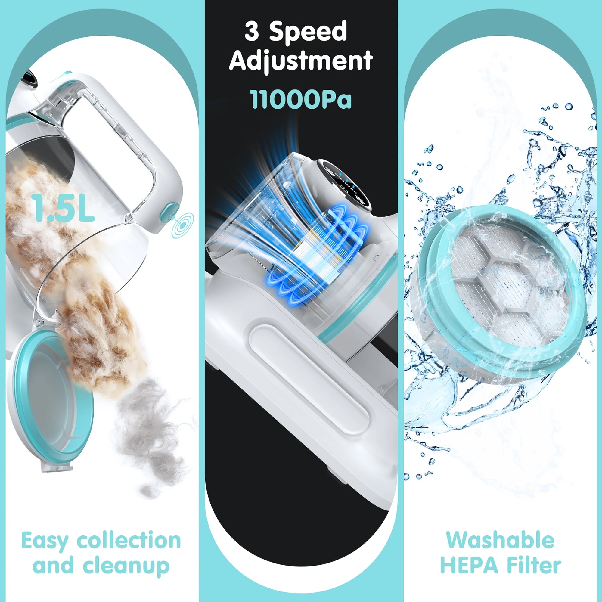 EVLIVE Professional 6-In-1 Dog Grooming Vacuum Kit - 11000PA High Suction & 1.5L Capacity | 99% Hair Removal with Complete Grooming Tools.
