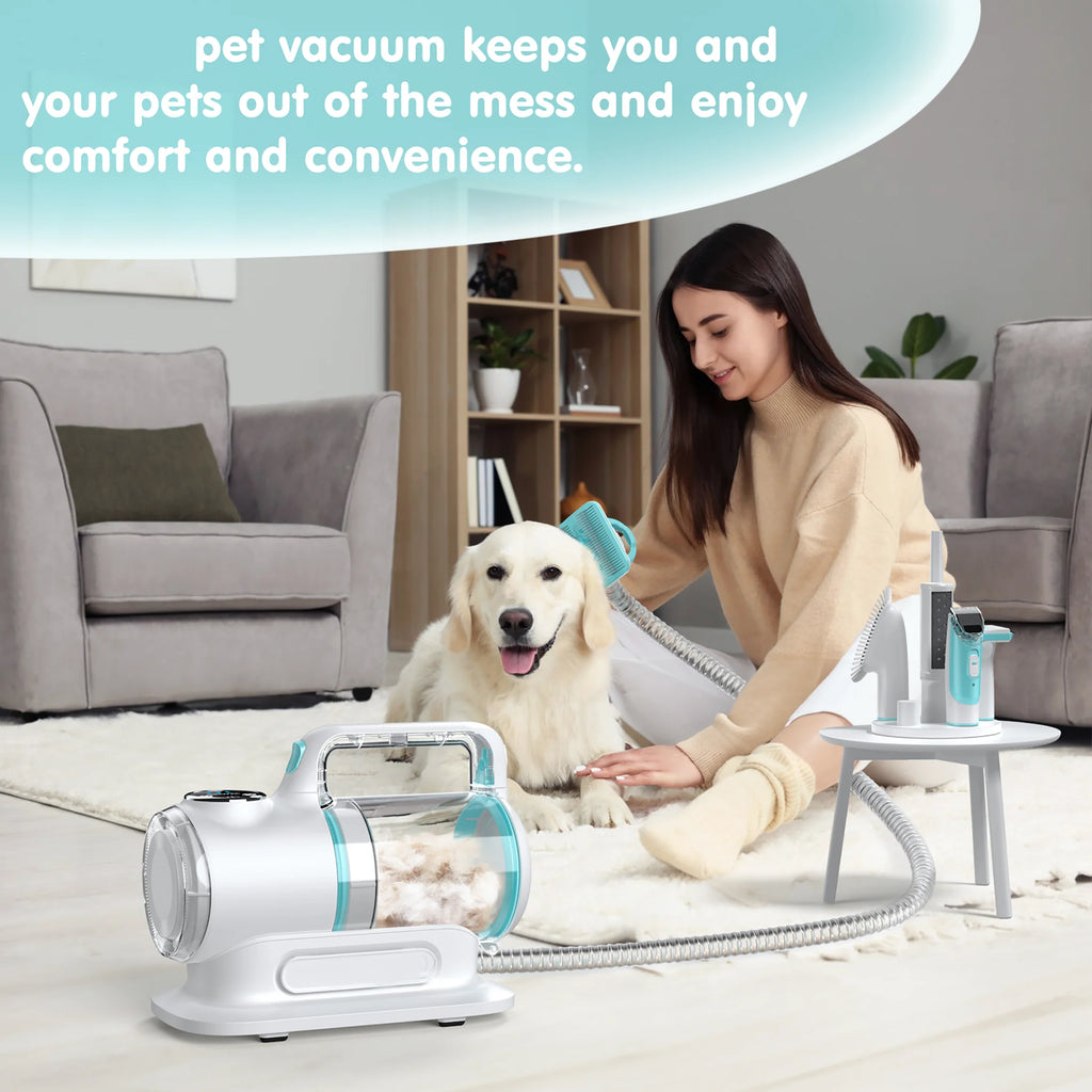 EVLIVE Professional 6-In-1 Dog Grooming Vacuum Kit - 11000PA High Suction & 1.5L Capacity | 99% Hair Removal with Complete Grooming Tools.