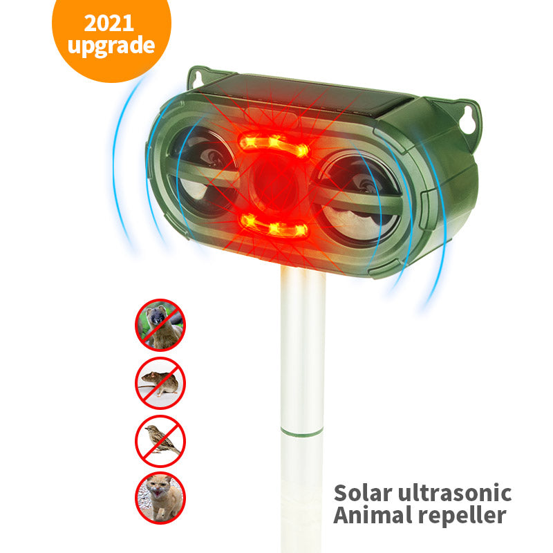 Animal Repellent Solar Powered Ultrasonic Motion Sensor and Flashing Light Outdoor Weatherproof Farm Garden Lawn for Coyote Bird Skunk Snake Raccoon Rabbit Squirrel-0