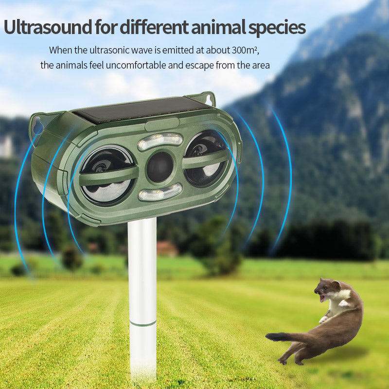 Animal Repellent Solar Powered Ultrasonic Motion Sensor and Flashing Light Outdoor Weatherproof Farm Garden Lawn for Coyote Bird Skunk Snake Raccoon Rabbit Squirrel-3