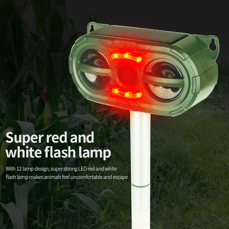 Animal Repellent Solar Powered Ultrasonic Motion Sensor and Flashing Light Outdoor Weatherproof Farm Garden Lawn for Coyote Bird Skunk Snake Raccoon Rabbit Squirrel-4