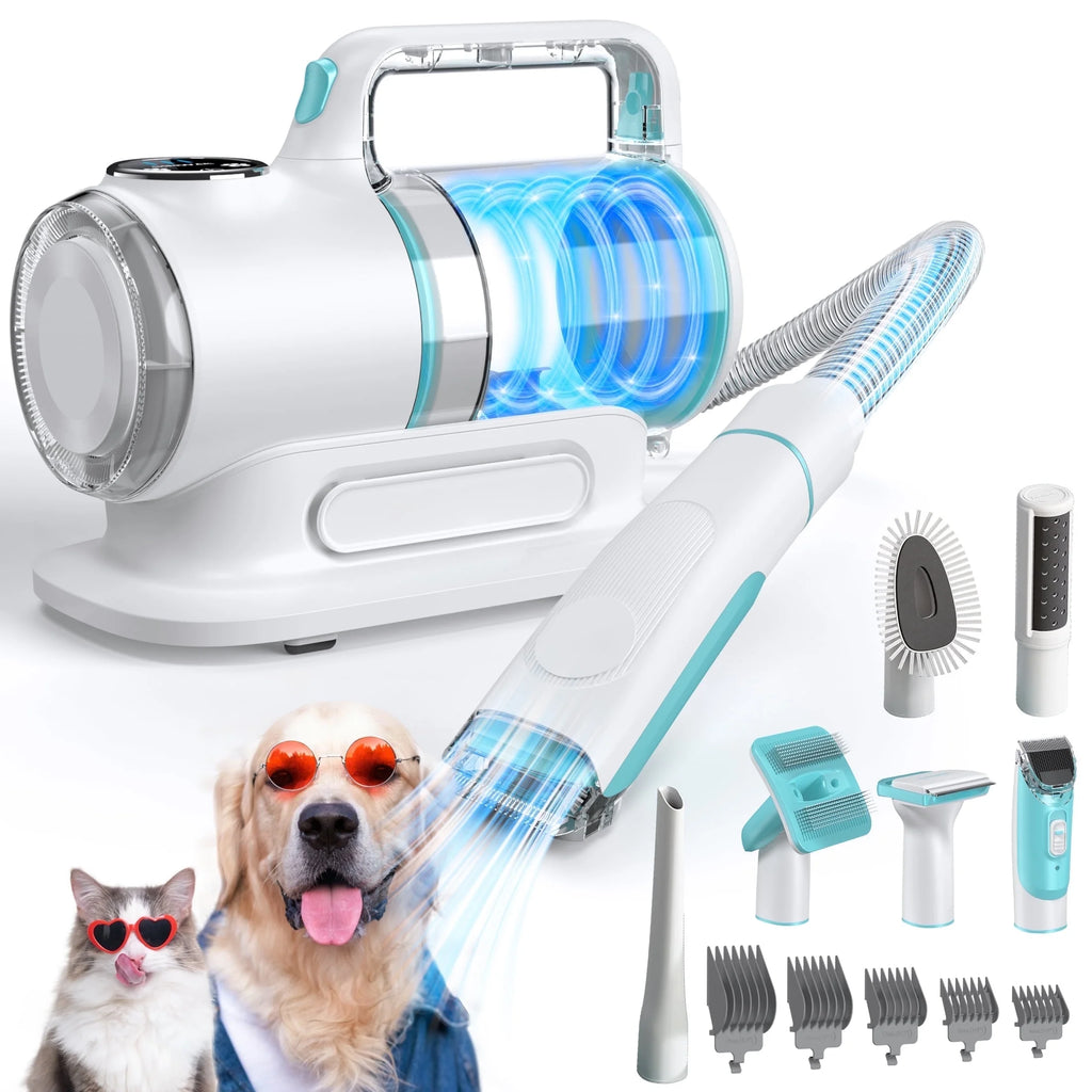 EVLIVE Professional 6-In-1 Dog Grooming Vacuum Kit - 11000PA High Suction & 1.5L Capacity | 99% Hair Removal with Complete Grooming Tools.